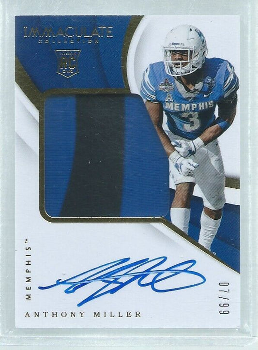 ANTHONY MILLER 2018 IMMACULATE RPA 2 COLOR PATCH ON CARD AUTO RC #D 7/99