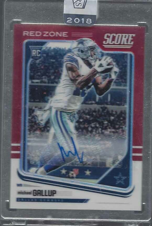 MICHAEL GALLUP 2018 PANINI HONORS SCORE RED ZONE PRIZM ROOKIE AUTO RC #D 12/20