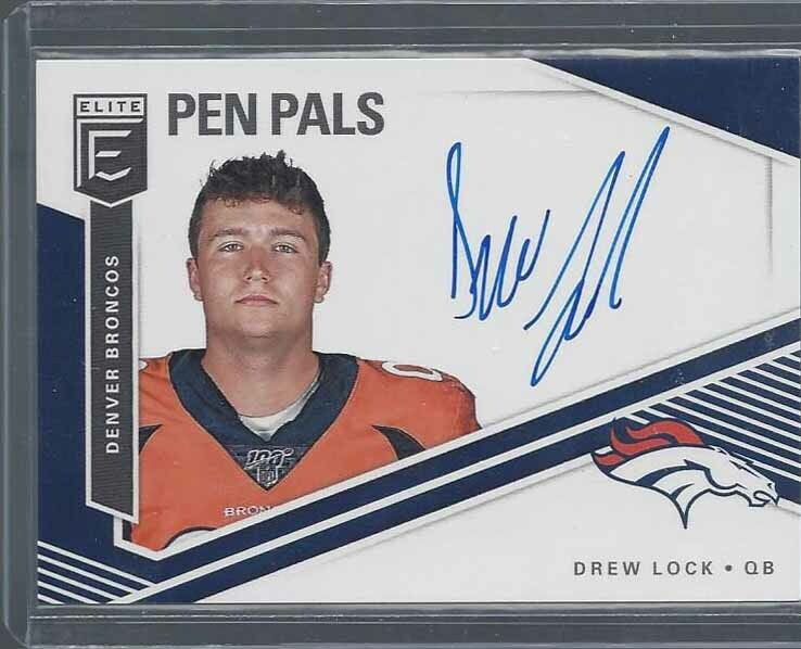 DREW LOCK 2019 ELITE PEN PALS BLUE INK SP ON CARD ROOKIE AUTO RC