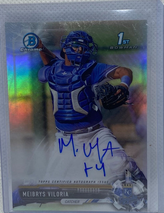 MEIBRYS VILORIA 2017 TOPPS 1ST BOWMAN CHROME PROSPECTS REFRACTOR AUTO #D 68/499