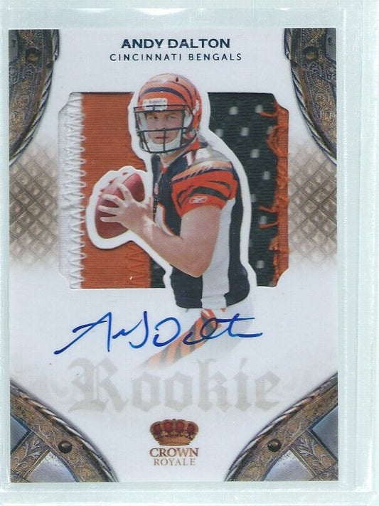 ANDY DALTON 2011 CROWN ROYALE SILHOUETTE 3 COLOR PATCH ON CARD AUTO RC #D 20/50