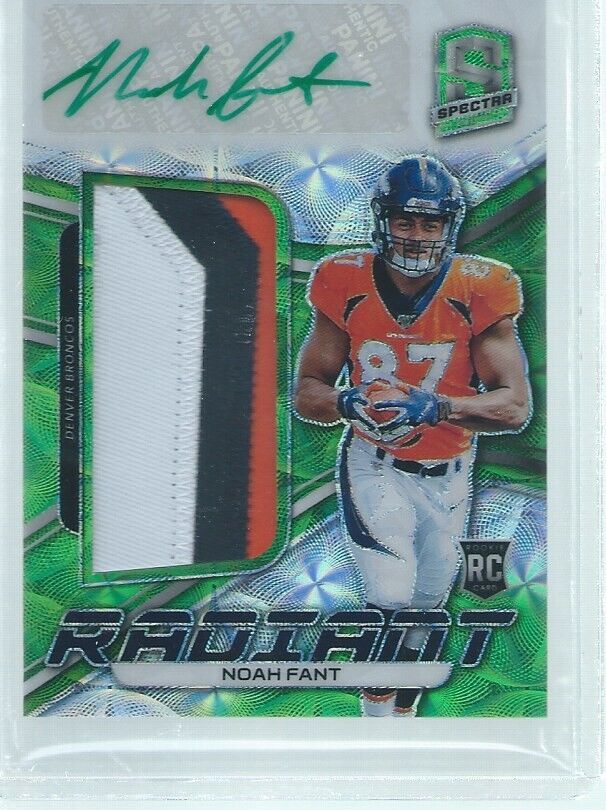 NOAH FANT 2019 PANINI SPECTRA RADIANT 3-COLOR PATCH AUTO GREEN RC #D 30/50