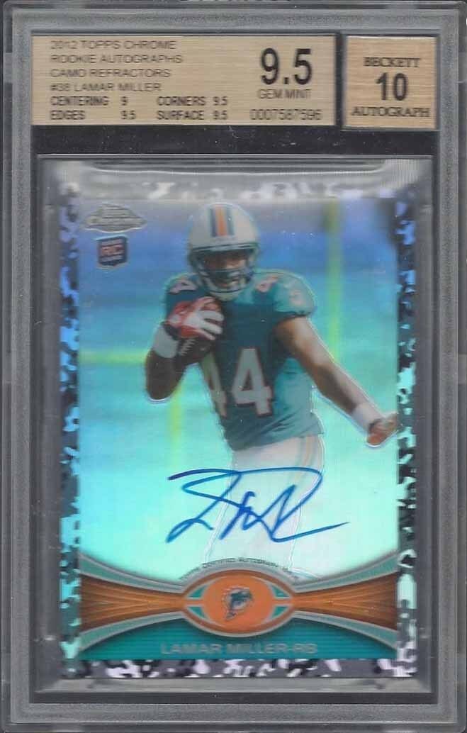 LAMAR MILLER 2012 TOPPS CHROME CAMO REFRACTOR ON CARD AUTO RC /105 BGS 9.5 10 AU