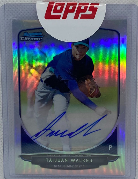 TAIJUAN WALKER 2013 TOPPS BOWMAN CHROME SILVER REFRACTOR ON CARD AUTO #D 55/500