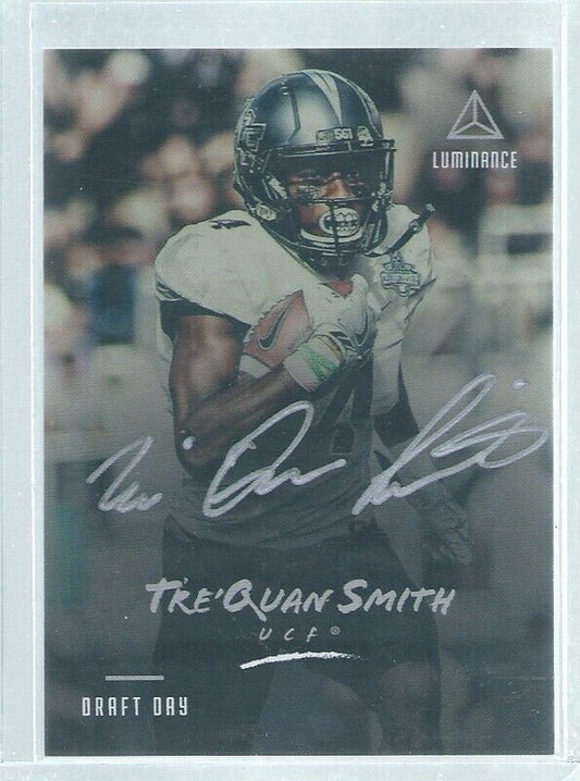 TRE'QUAN SMITH 2018 PANINI LUMINANCE DRAFT DAY ON CARD AUTO RC #R1