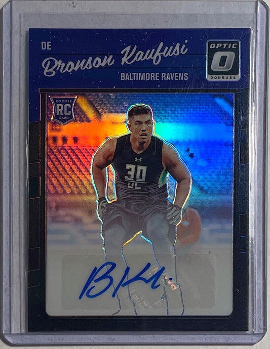 BRONSON KAUFUSI 2016 PANINI DONRUSS OPTIC AUTO BLACK HOLO ROOKIE RC #D 24/25