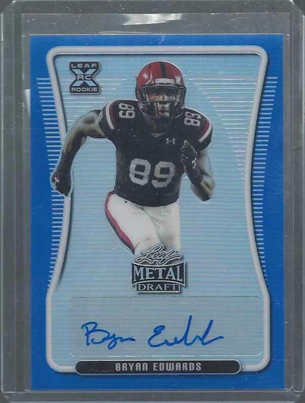 BRYAN EDWARDS 2020 LEAF METAL DRAFT X BLUE PRISMATIC ROOKIE AUTO RC #D 24/35