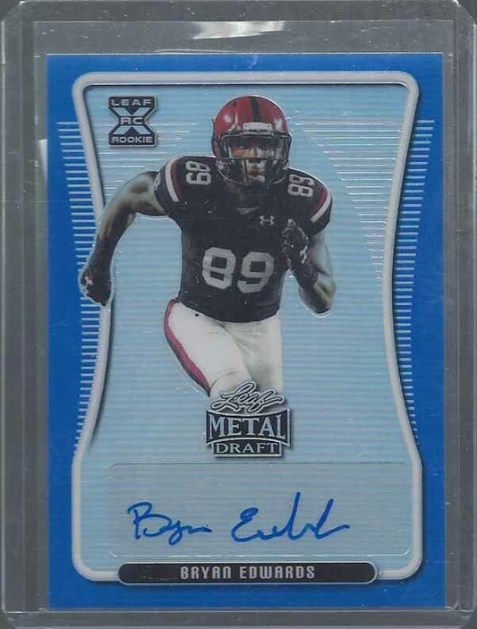 BRYAN EDWARDS 2020 LEAF METAL DRAFT X BLUE PRISMATIC ROOKIE AUTO RC #D 24/35