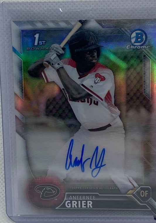 ANFERNEE GRIER 2016 TOPPS 1ST BOWMAN CHROME PROSPECTS REFRACTOR AUTO #D 206/499