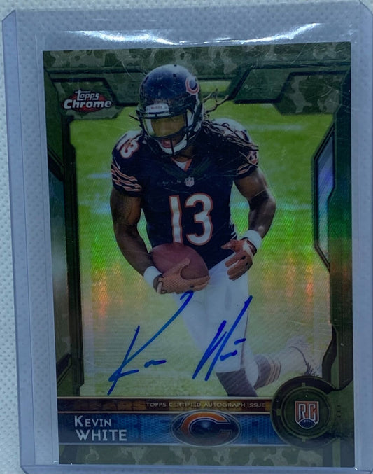 KEVIN WHITE 2015 TOPPS CHROME CAMO REFRACTOR ON CARD AUTO RC #D 66/99
