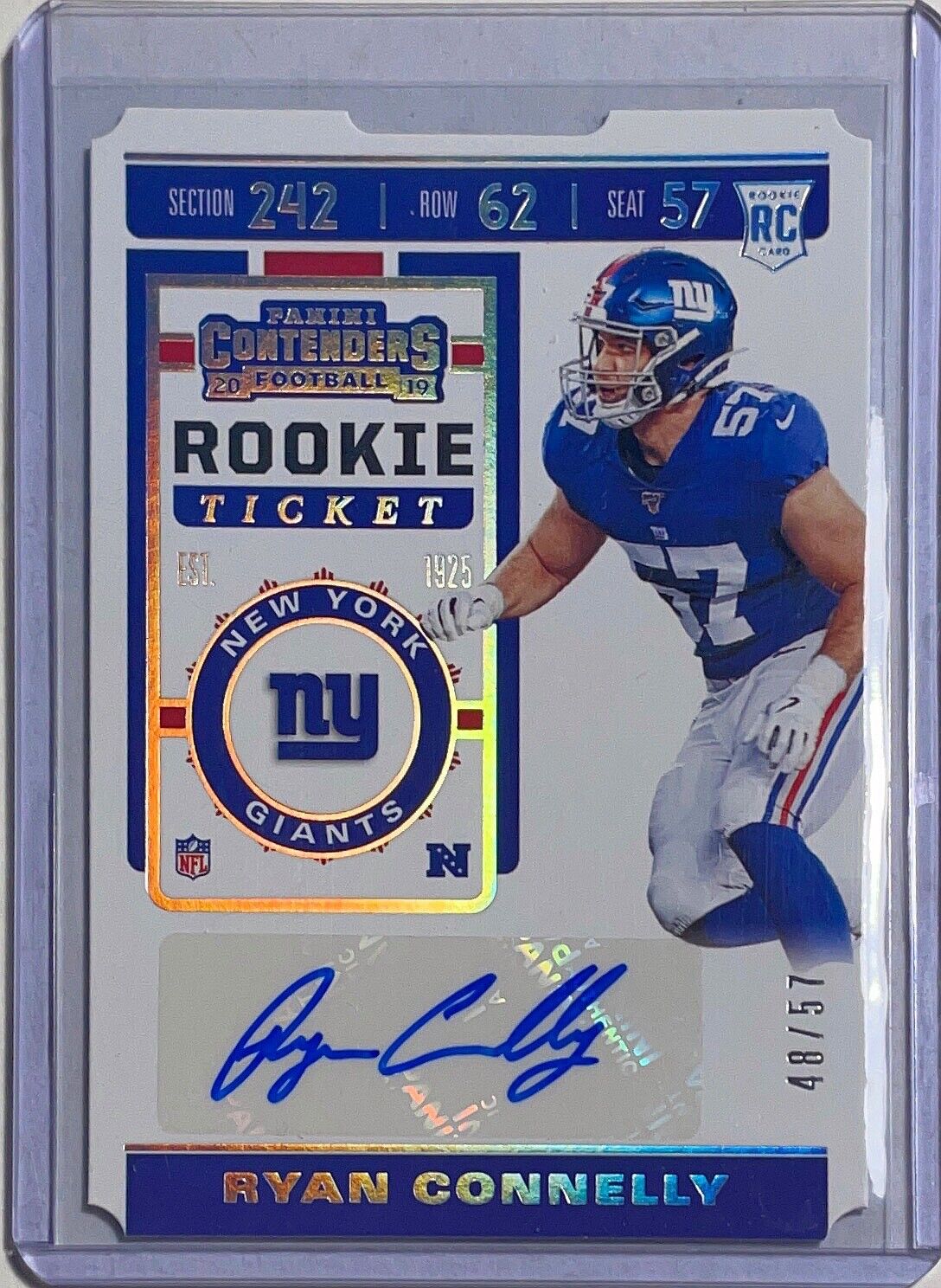 RYAN CONNELLY 2019 PANINI CONTENDERS ROOKIE TICKET STUB AUTO ROOKIE RC #D 48/57