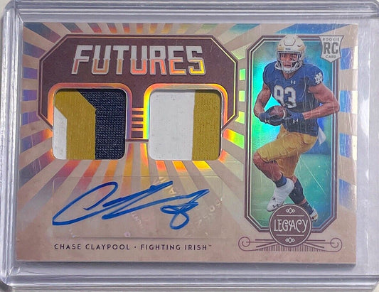 CHASE CLAYPOOL 2020 PANINI LEGACY FUTURES DUAL PATCH AUTO ROOKIE RC #D 173/299