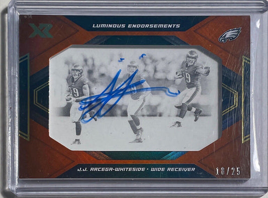 J.J. ARCEGA-WHITESIDE 2019 XR LUMINOUS ENDORSEMENTS AUTO ORANGE ROOKIE RC #D /25