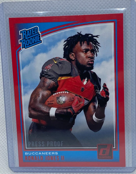 RONALD JONES II 2018 PANINI DONRUSS RATED ROOKIE PRESS PROOF RED RC #309