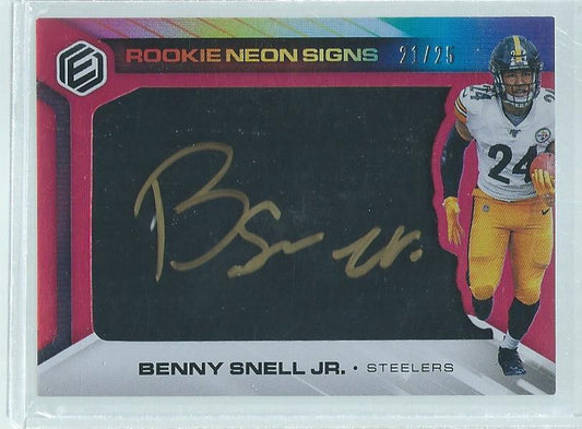 BENNY SNELL JR. 2019 PANINI ELEMENTS ROOKIE NEON SIGNS AUTO RED RC #D 21/25