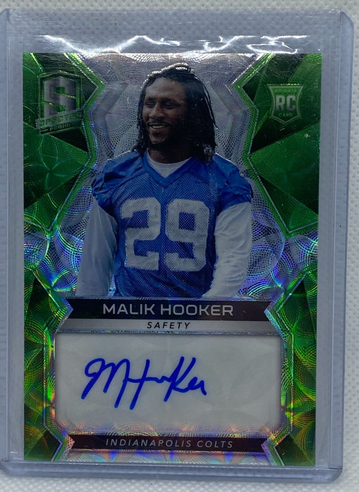 MALIK HOOKER 2017 PANINI SPECTRA NEON GREEN PRIZM AUTO RC #D 33/50