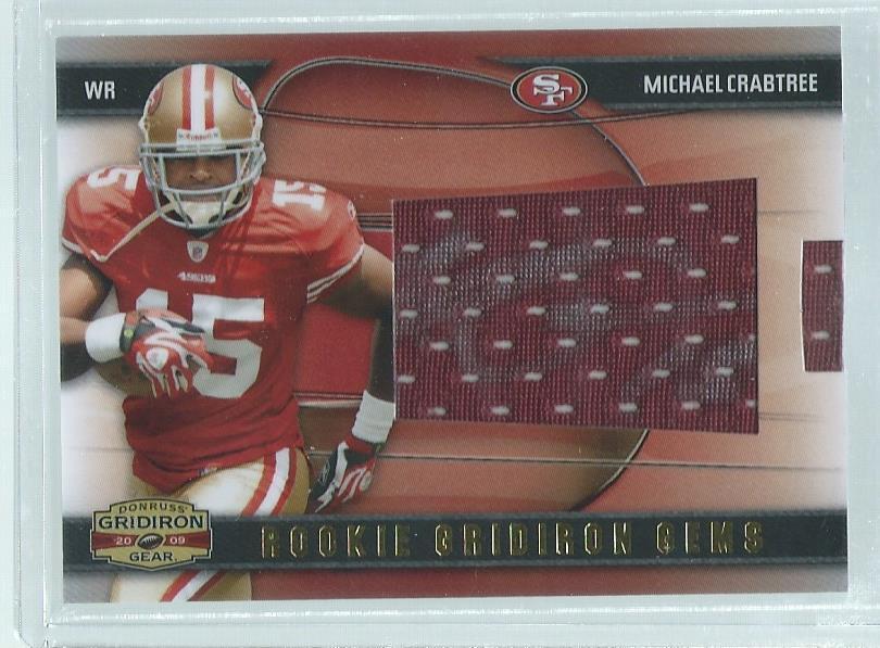 MICHAEL CRABTREE 2009 DONRUSS ROOKIE GRIDIRON GEMS PULLOUT PATCH AUTO RC #D /100