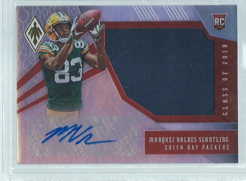 MARQUEZ VALDES-SCANTLING 2018 PANINI PHOENIX JERSEY AUTO RED RC #D 8/125