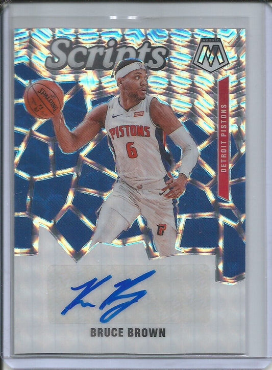 BRUCE BROWN 2019-20 PANINI MOSAIC SCRIPTS AUTOGRAPHS AUTO SILVER WAVE PRIZM