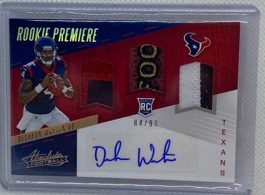 DESHAUN WATSON 2017 PANINI ABSOLUTE ROOKIE PREMIERE TRIPLE PATCH AUTO RC #D /99