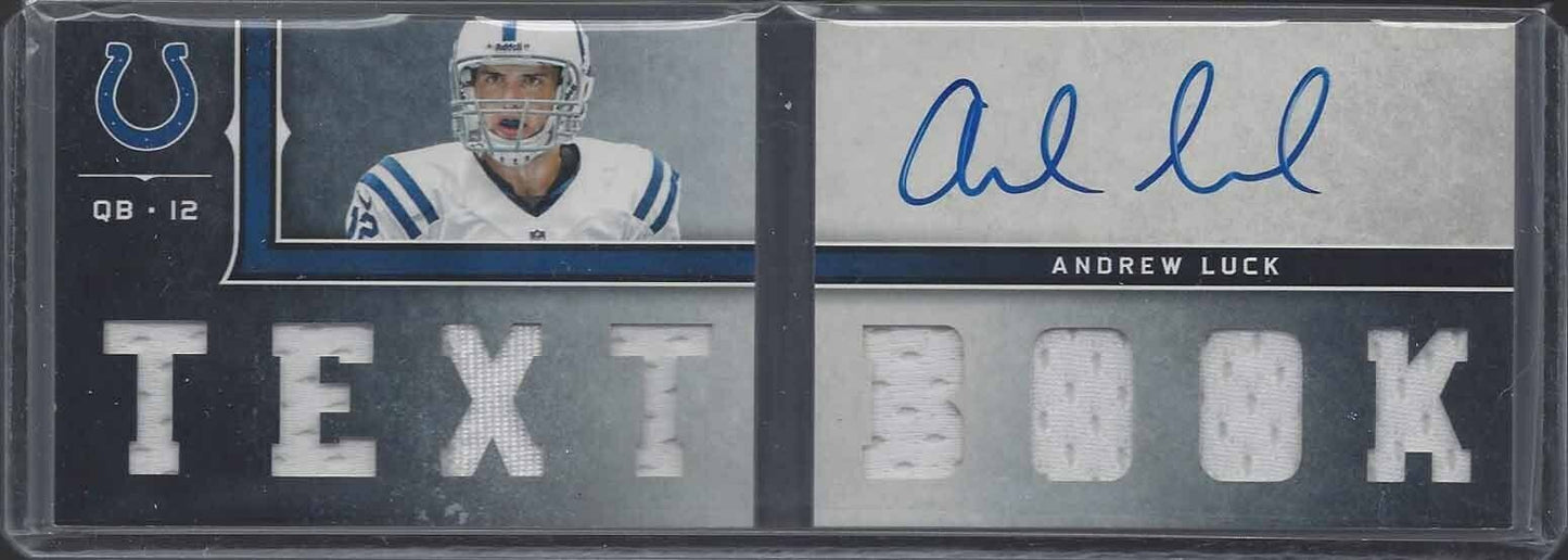 ANDREW LUCK 2012 PANINI PLAYBOOK TEXTBOOK 8 JERSEY ON CARD AUTO BOOK RC #D 51/99