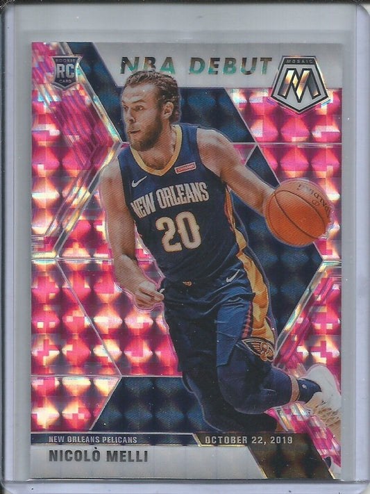 NICOLO MELLI 2019-20 PANINI MOSAIC NBA DEBUT CAMO PINK PRIZM ROOKIE RC #279