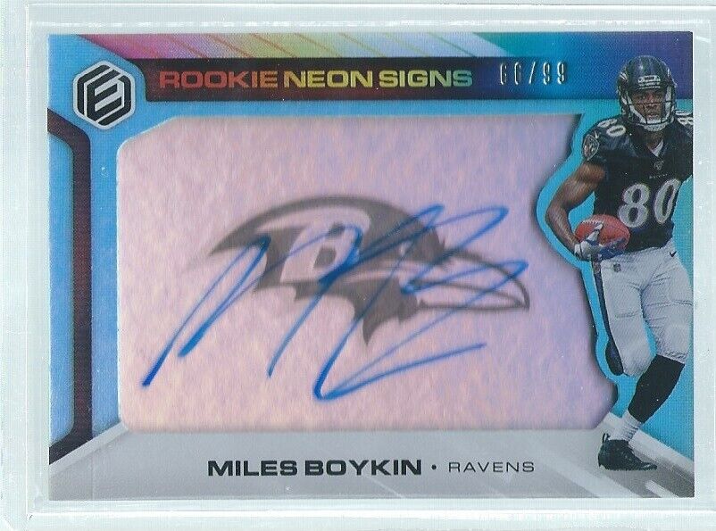MILES BOYKIN 2019 PANINI ELEMENTS ROOKIE NEON SIGNS ON CARD AUTO BLUE RC #D /99