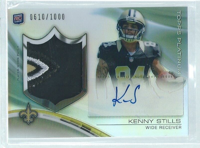 KENNY STILLS 2013 TOPPS PLATINUM 3-COLOR PATCH AUTO REFRACTOR RC #D 610/1000