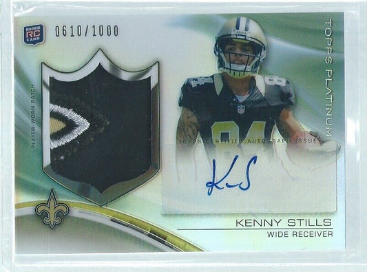 KENNY STILLS 2013 TOPPS PLATINUM 3-COLOR PATCH AUTO REFRACTOR RC #D 610/1000