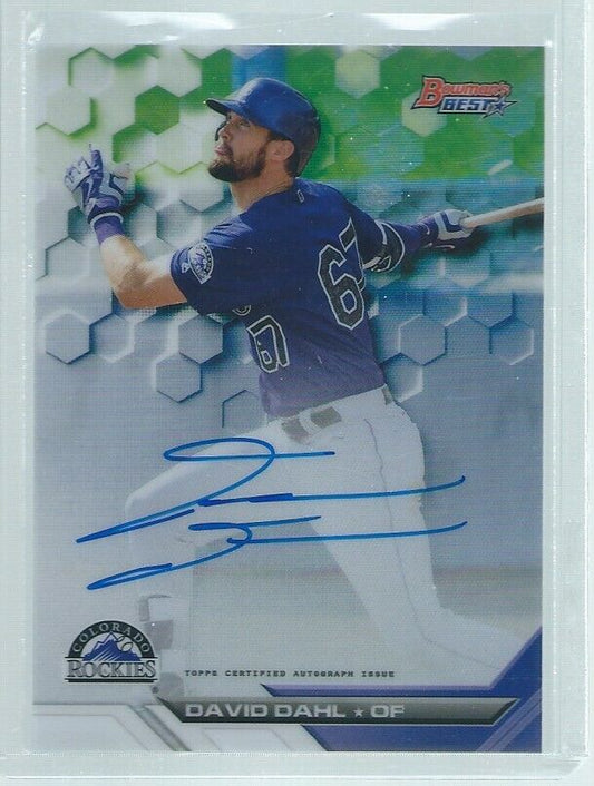 DAVID DAHL 2016 BOWMAN'S BEST ON CARD AUTO PROSPECT REFRACTOR