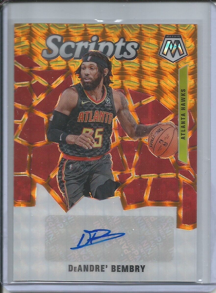 DEANDRE' BEMBRY 2019-20 PANINI MOSAIC SCRIPTS REACTIVE ORANGE PRIZM AUTO