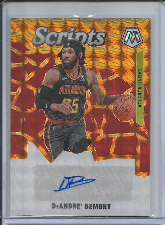 DEANDRE' BEMBRY 2019-20 PANINI MOSAIC SCRIPTS REACTIVE ORANGE PRIZM AUTO