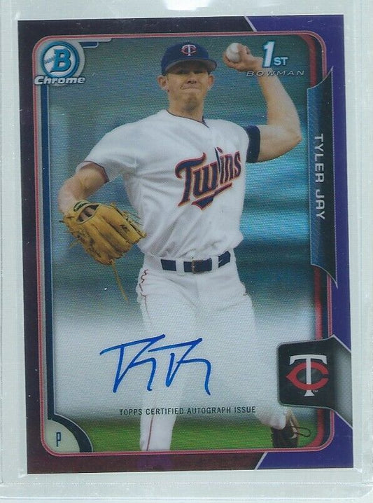 TYLER JAY 2015 BOWMAN CHROME 1ST ON CARD AUTO PROSPECT PURPLE REFRACTOR #D /250