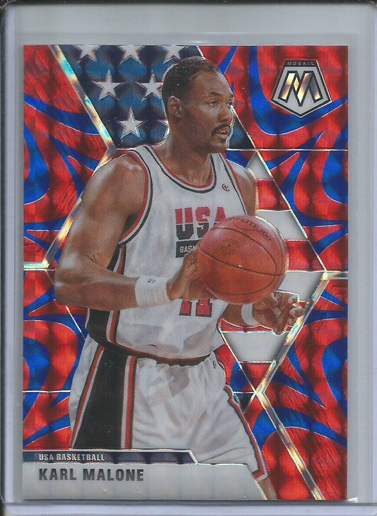 KARL MALONE 2019-20 PANINI MOSAIC REACTIVE BLUE PRIZM USA #257