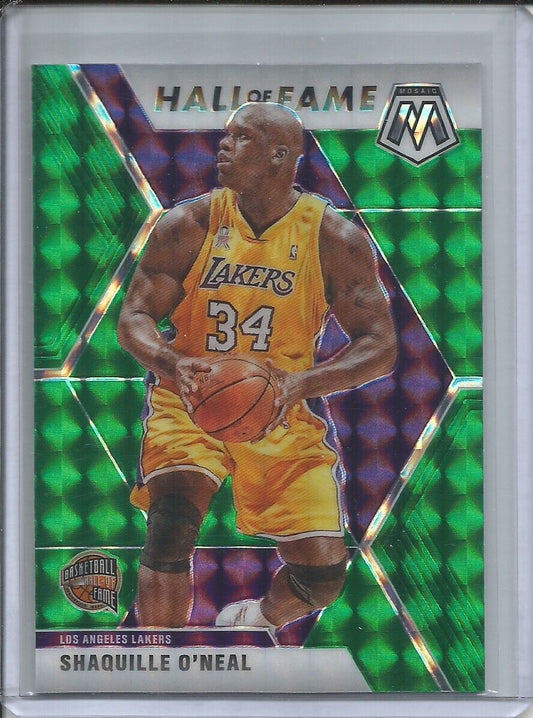 SHAQUILLE O'NEAL 2019-20 PANINI MOSAIC HALL OF FAME GREEN PRIZM #281