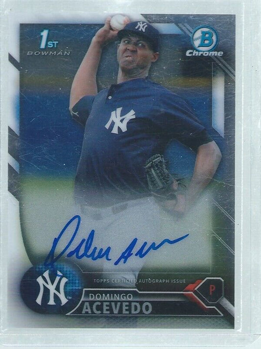 DOMINGO ACEVEDO 2016 BOWMAN CHROME 1ST ON CARD AUTO PROSPECT