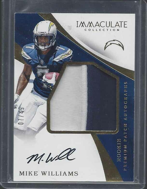 1/1 MIKE WILLIAMS 2017 IMMACULATE PREMIUM RPA PATCH AUTO RC #D 7/49 JERSEY #7 !!