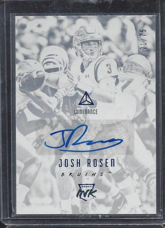 JOSH ROSEN 2018 PANINI LUMINANCE BLUE ROOKIE AUTO RC #D 21/75
