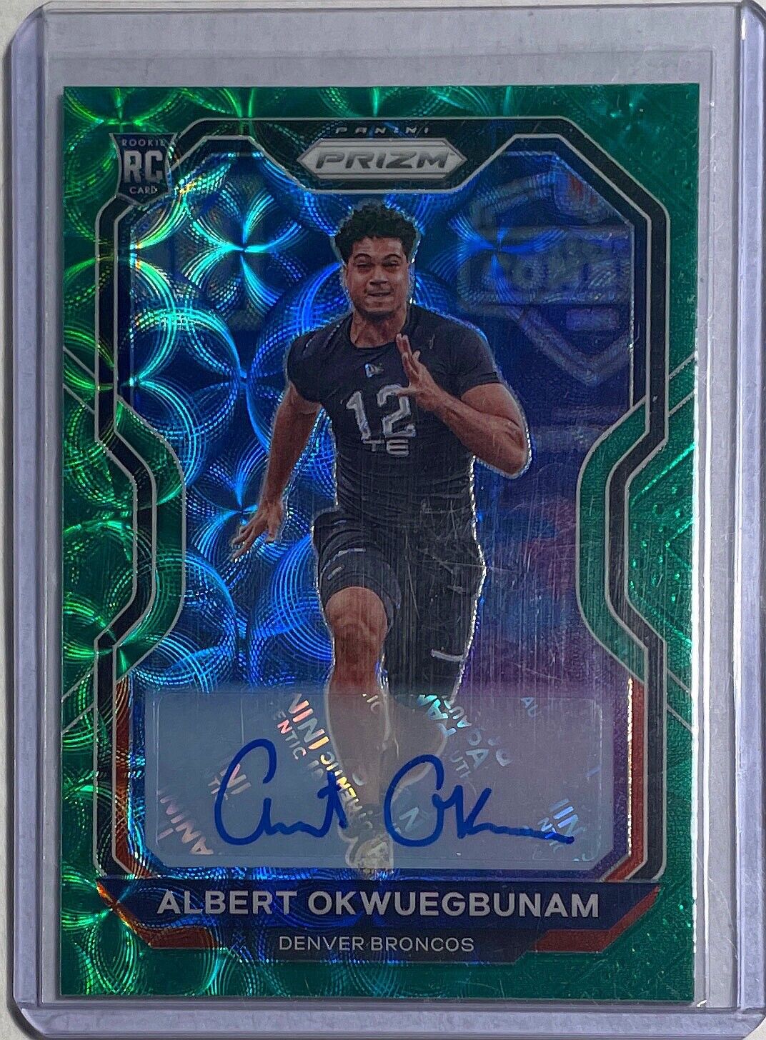 ALBERT OKWUEGBUNAM 2020 PANINI PRIZM AUTO GREEN SCOPE PRIZM RC #D 73/75