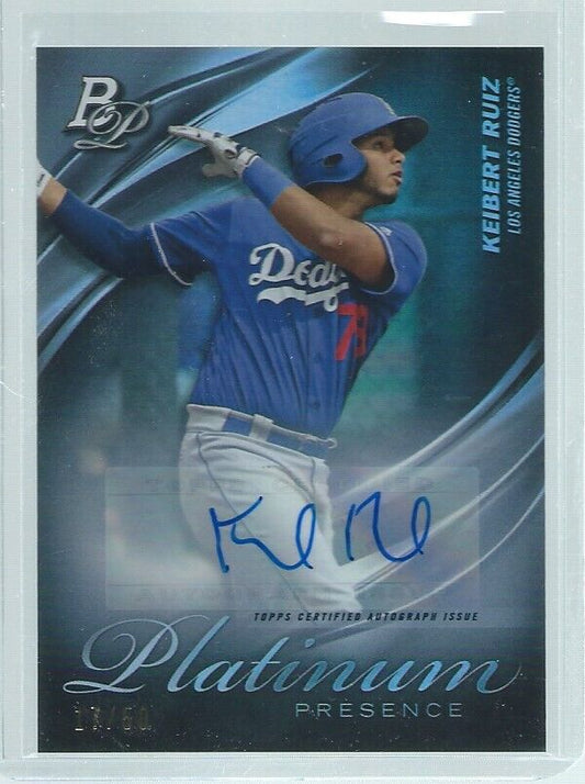 KEIBERT RUIZ 2019 BOWMAN PLATINUM PRESENCE AUTO PROSPECT REFRACTOR #D 17/50