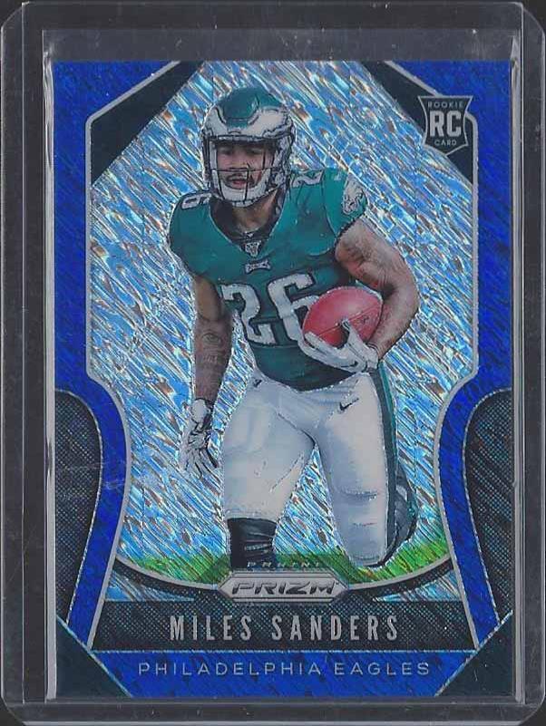 MILES SANDERS 2019 PANINI PRIZM BLUE SHIMMER FIRST OFF THE LINE RC #D 8/10