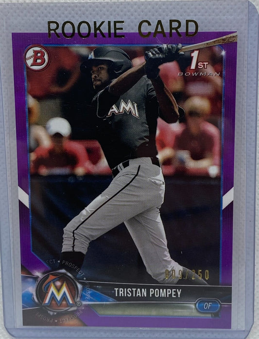 TRISTAN POMPEY 2018 TOPPS 1ST BOWMAN PROSPECT PURPLE #D 009/250