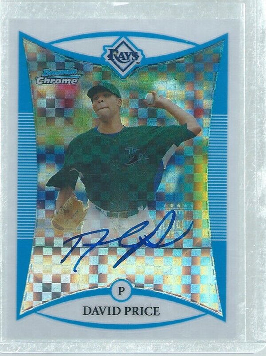 DAVID PRICE 2008 BOWMAN CHROME ON CARD AUTO PROSPECT XFRACTOR REFRACTOR #D /250