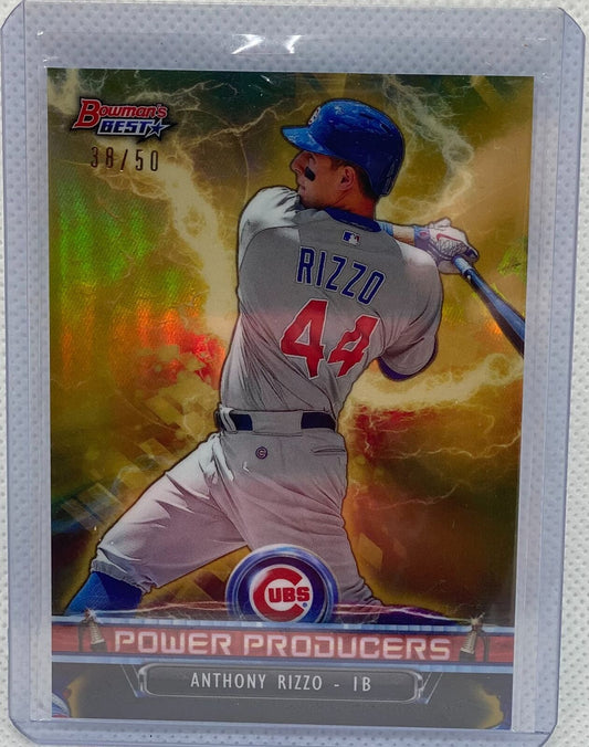 ANTHONY RIZZO 2018 BOWMAN'S BEST POWER PRODUCERS GOLD REFRACTOR #D 38/50