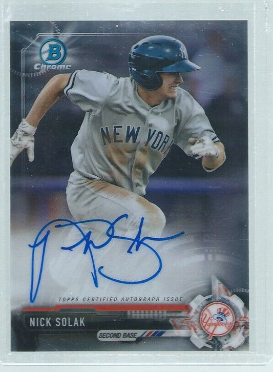 NICK SOLAK 2017 TOPPS BOWMAN CHROME ON CARD AUTO PROSPECT