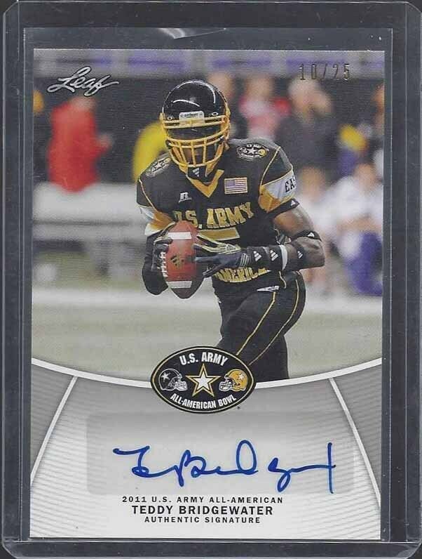 TEDDY BRIDGEWATER 2014 LEAF ARMY ALL AMERICAN ROOKIE AUTO RC #D 10/25