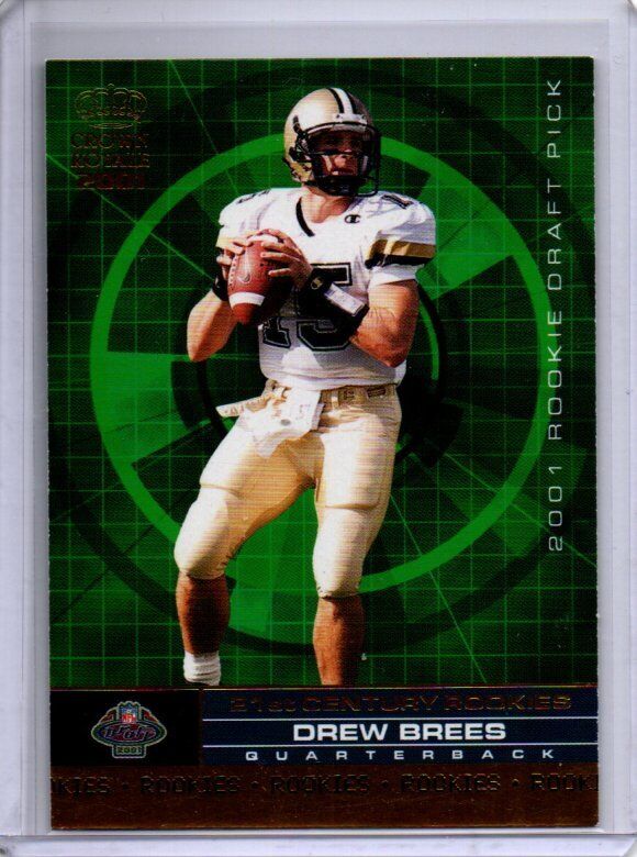 DREW BREES 2001 PACIFIC TRADING CARDS CROWN ROYAL ROOKIE RC #4