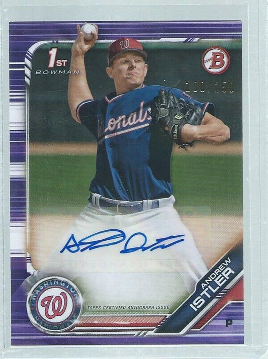 ANDREW ISTLER 2019 BOWMAN CHROME 1ST AUTO PROSPECT PURPLE #D 100/250