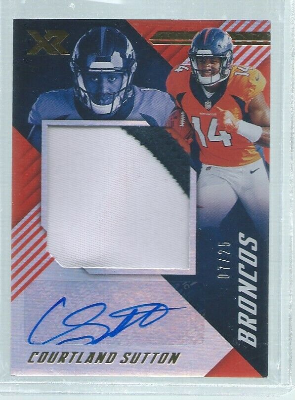 COURTLAND SUTTON 2018 PANINI XR ORANGE JUMBO RPA 3-COLOR PATCH AUTO RC #D 7/25