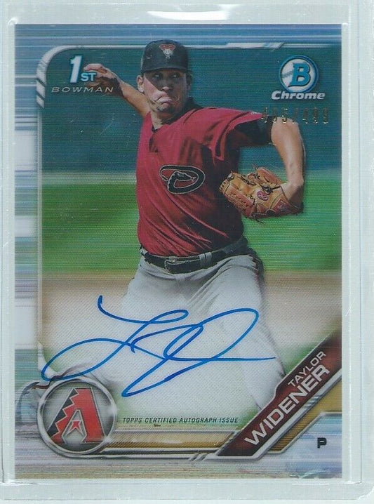 TAYLOR WIDENER 2019 BOWMAN 1ST ON CARD AUTO PROSPECT REFRACTOR #D 405/499